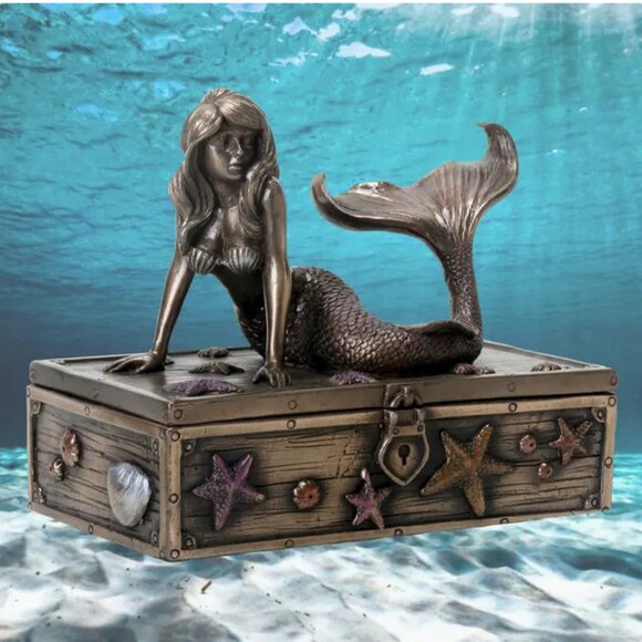 Other - Mermaid on Seashell and Starfish Treasure Box Jewelry Trinket Box